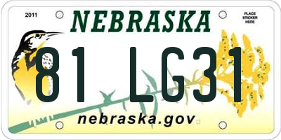 NE license plate 81LG31