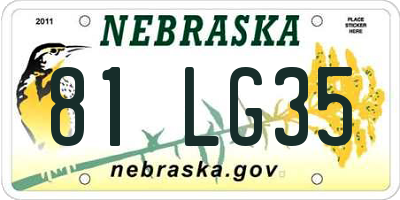 NE license plate 81LG35