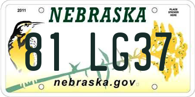 NE license plate 81LG37