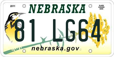 NE license plate 81LG64