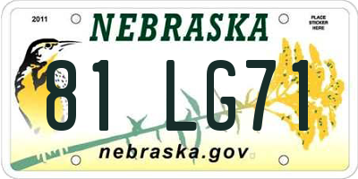 NE license plate 81LG71