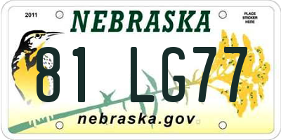 NE license plate 81LG77
