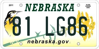 NE license plate 81LG86