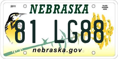 NE license plate 81LG88