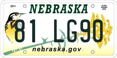 NE license plate 81LG90