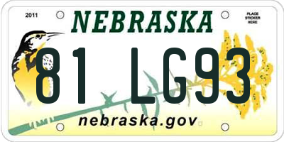 NE license plate 81LG93