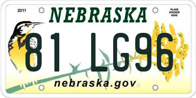NE license plate 81LG96