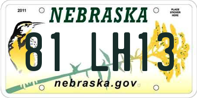 NE license plate 81LH13
