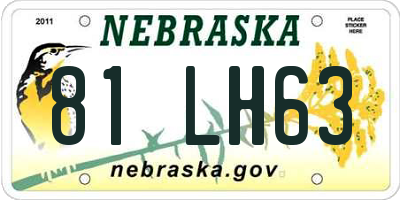 NE license plate 81LH63