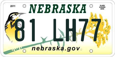 NE license plate 81LH77