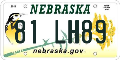 NE license plate 81LH89