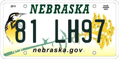 NE license plate 81LH97