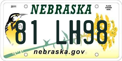 NE license plate 81LH98