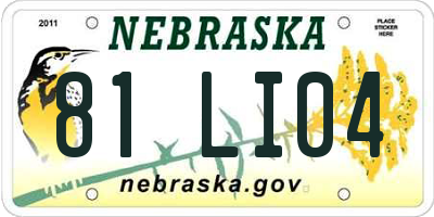 NE license plate 81LI04