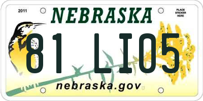 NE license plate 81LI05