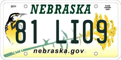 NE license plate 81LI09