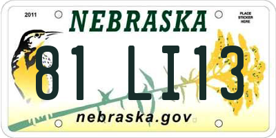 NE license plate 81LI13