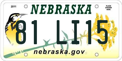 NE license plate 81LI15