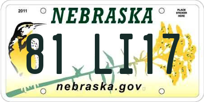 NE license plate 81LI17