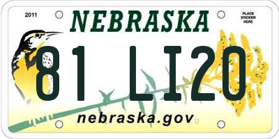 NE license plate 81LI20