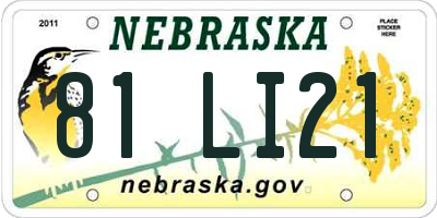 NE license plate 81LI21