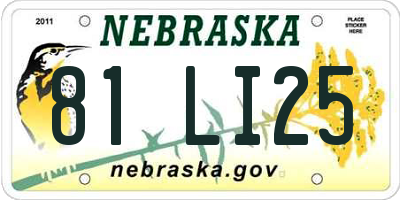 NE license plate 81LI25