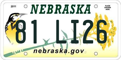 NE license plate 81LI26