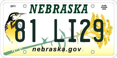 NE license plate 81LI29