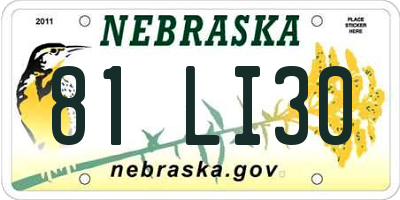 NE license plate 81LI30