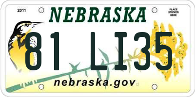 NE license plate 81LI35
