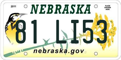 NE license plate 81LI53
