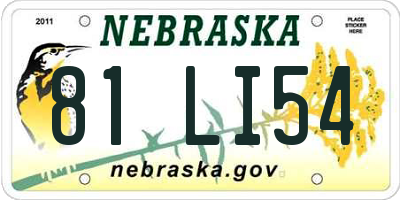 NE license plate 81LI54