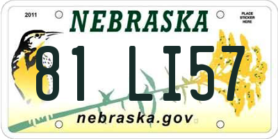 NE license plate 81LI57