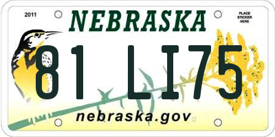 NE license plate 81LI75