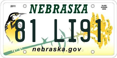 NE license plate 81LI91