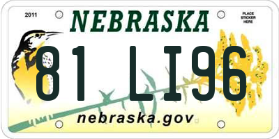 NE license plate 81LI96