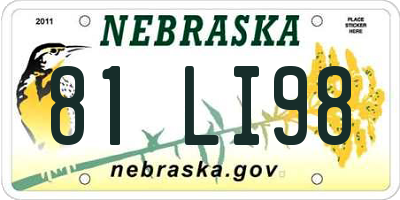 NE license plate 81LI98