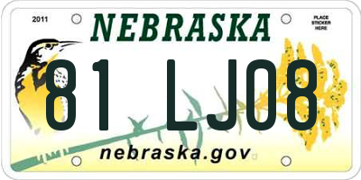 NE license plate 81LJ08