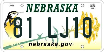 NE license plate 81LJ10