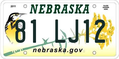 NE license plate 81LJ12