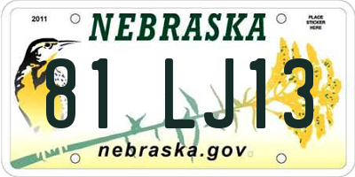 NE license plate 81LJ13