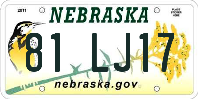 NE license plate 81LJ17