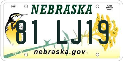 NE license plate 81LJ19