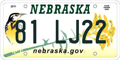 NE license plate 81LJ22