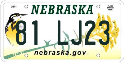 NE license plate 81LJ23