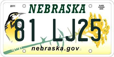 NE license plate 81LJ25