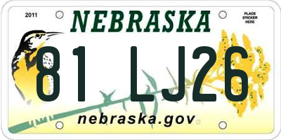 NE license plate 81LJ26