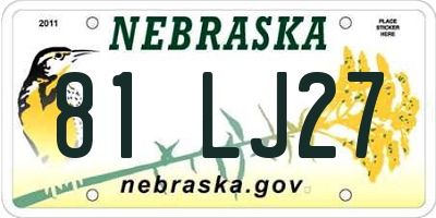 NE license plate 81LJ27