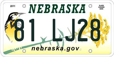 NE license plate 81LJ28