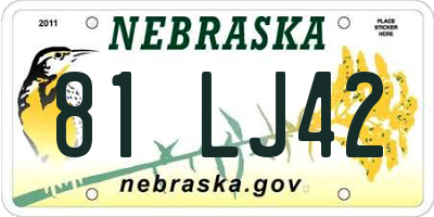 NE license plate 81LJ42